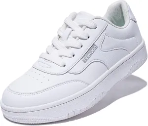 Women's Vegan Leather Low Top Lace Up Non Slip Walking Running Sneakers Skateboard Tennis Shoes Comfortable Casual Athletic Versatile Fashion Sneakers