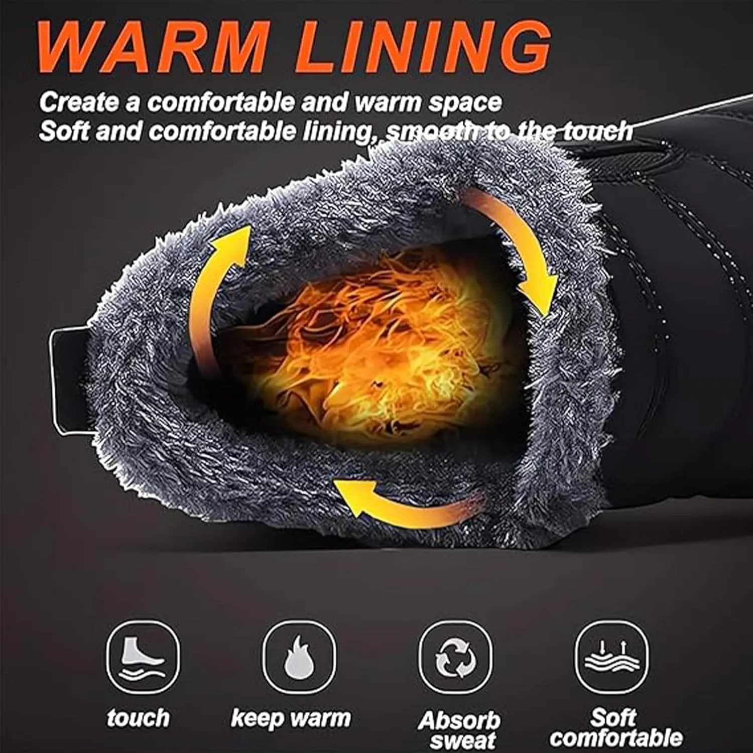 Women's Warm Sheepskin-Lined Boots, Winter Women's Casual Slip-On Warm Boots, Orthopedic Walking Fur Fuzzy Thermal Soft Booties,Wide Warm Arch Support Shoes