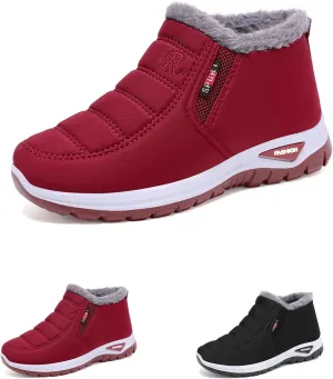 Women's Warm Sheepskin-Lined Boots, Winter Women's Casual Slip-On Warm Boots, Orthopedic Walking Fur Fuzzy Thermal Soft Booties,Wide Warm Arch Support Shoes