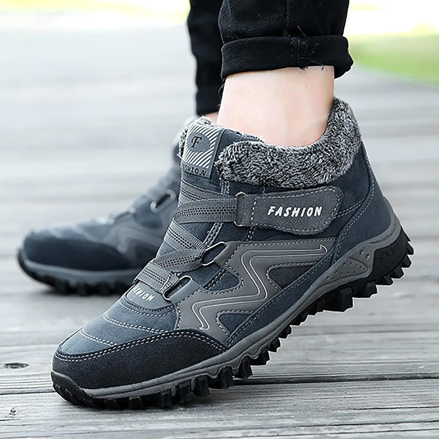 Womens Winter Snow Boots Warm Fur Lined Anti-Slip Ankle Booties Outdoor Walking Shoes Non-Slip Trekking Shoes