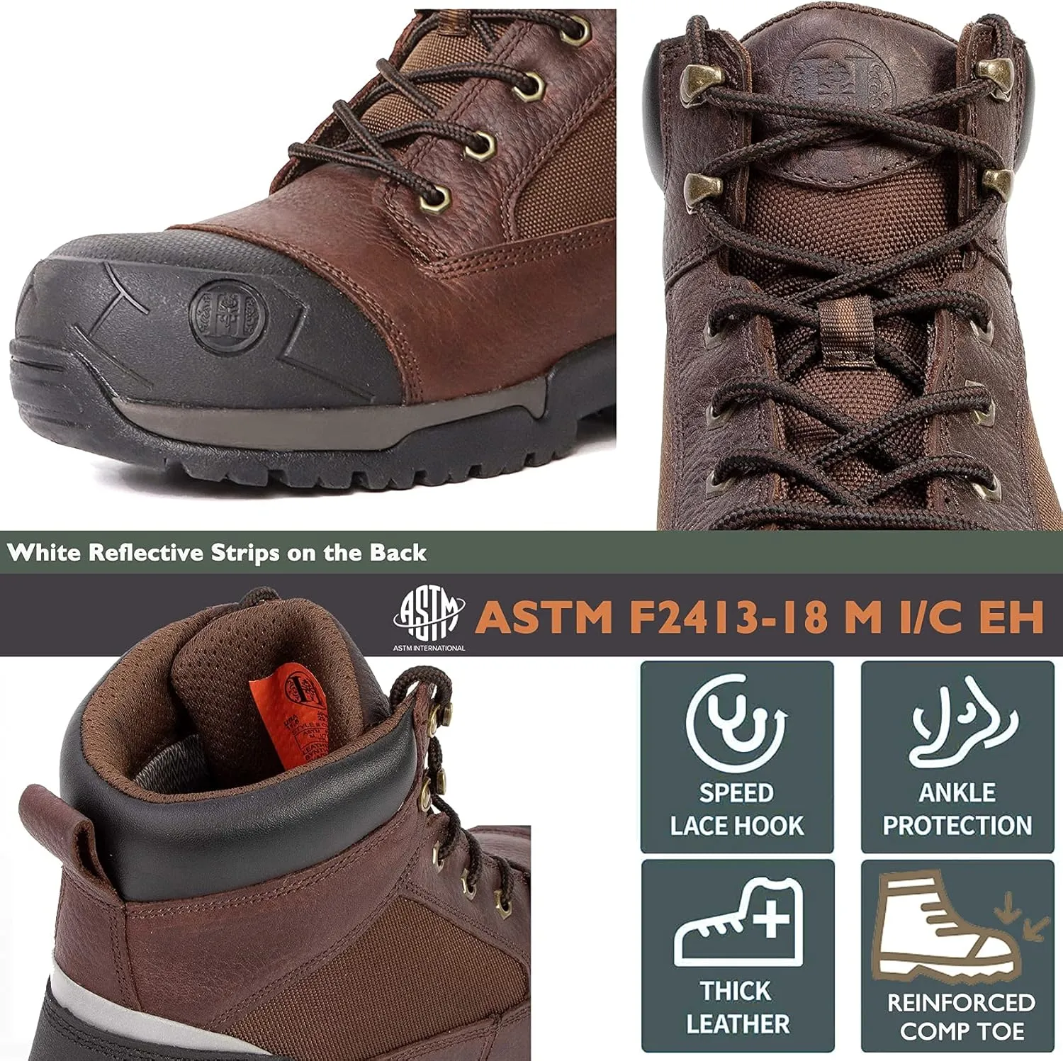 Work Boots for Men, 6" Composite Toe Waterproof Mens Work Boots, Non-Slip Puncture-Proof Safety Anti-Static Working Shoes 81N03