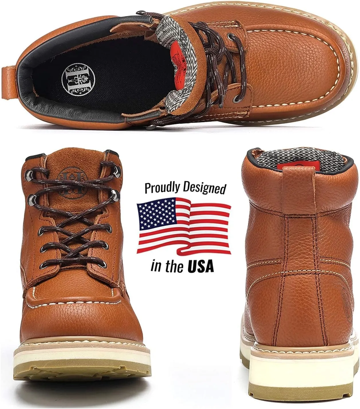 Work Boots for Men - 6" Composite/Soft Toe Mens Work Boots, Non-Slip Water Resistant EH Construction Work Shoes