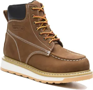 Work Boots for Men, 6" Soft Toe Wedge Sole Waterproof Safety Boots, Comfortable Construction Work Safety Shoes