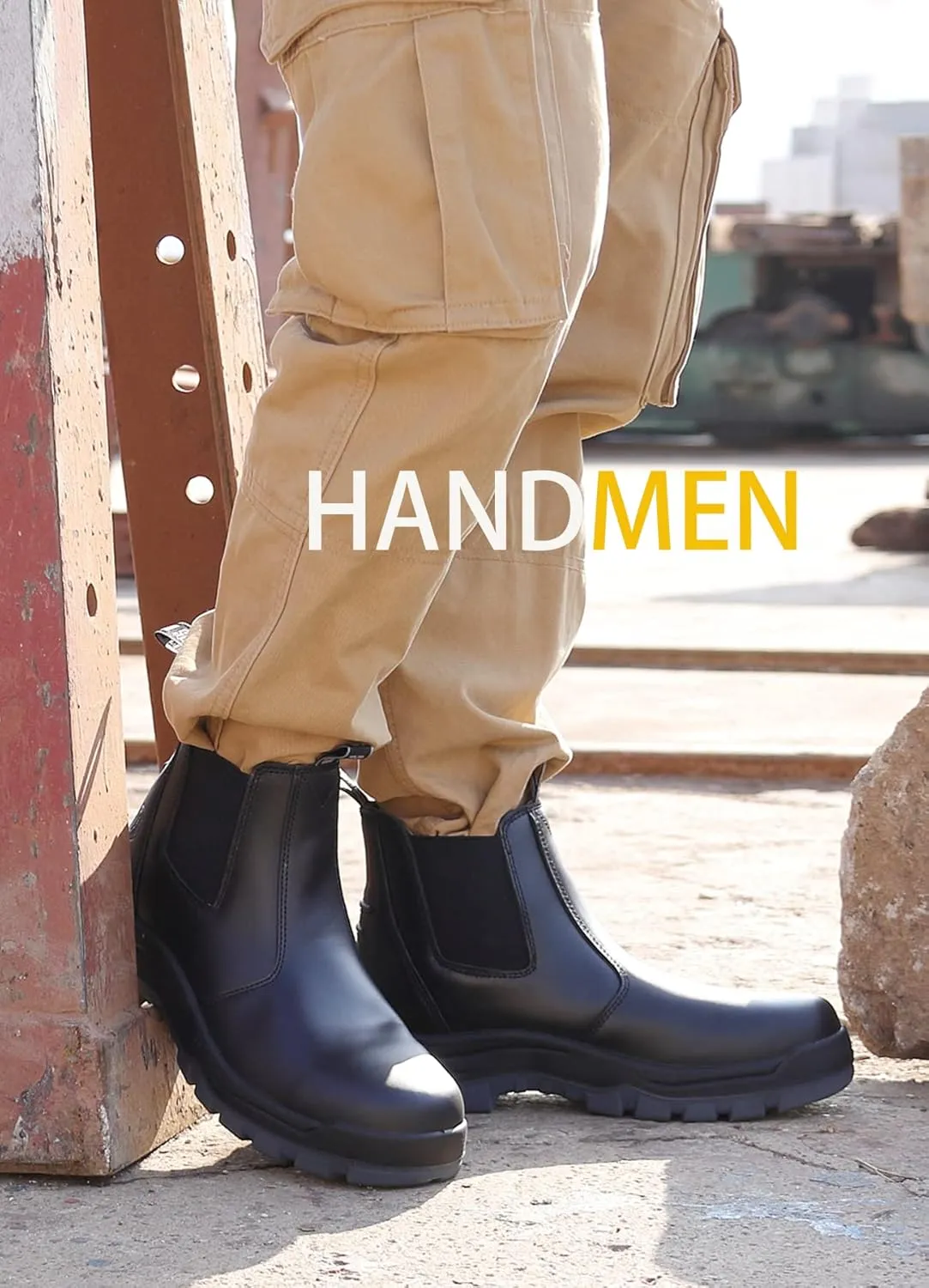 Work Boots for Men, Composite/Soft Toe Waterproof Working Boots, Slip Resistant Anti-Static Slip-on Safety Working Shoes 8 9 10 11 12 13