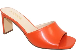 X2B Womens Chunky Heel Sandals Open Square Toe Mule Heel Sandal Slip On High Heels Shoes