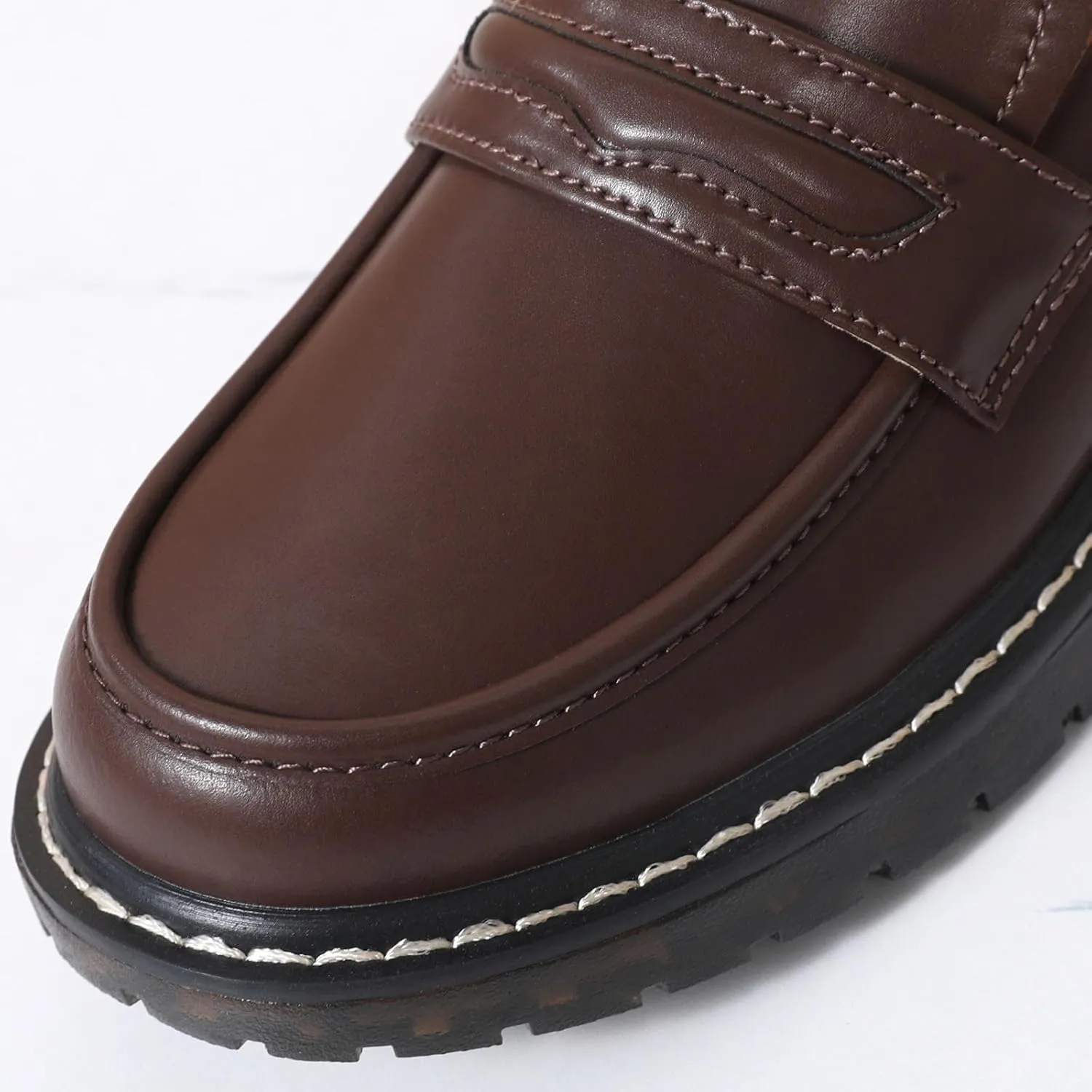 XMM Black Loafers for Women Chunky Loafer Shoes Penny Loafers Flats Lug Sole Lightweight Slip On Ladies Shoes Business Casual Dressy Comfortable Office Shoes