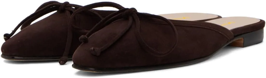 XYD Women Closed Toe Flat Clog Mules with Bowknot Open-Back Slip On Round Toe Daily Walking House Slipper Shoes