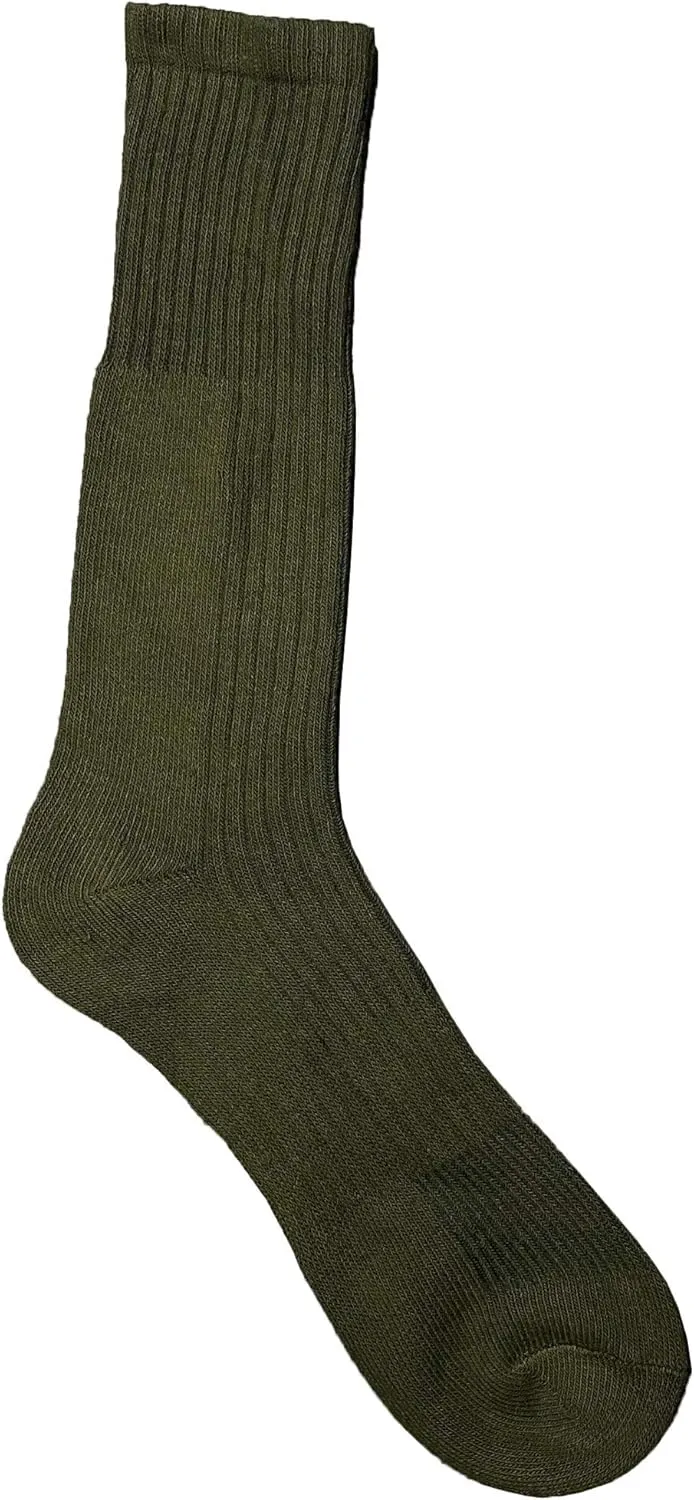 Yacht & Smith 6 Pairs Of Mens Military Grade Thick Padded Terry Lined Cotton Socks, Ribbed, Dry Wicking, Heavy Duty Crew Sock