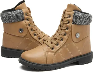yageyan Womens Winter Snow Boots Warm Fur Lined Winter Water-resistan Ankle Booties Zipper Anti-Slip Combat Boots