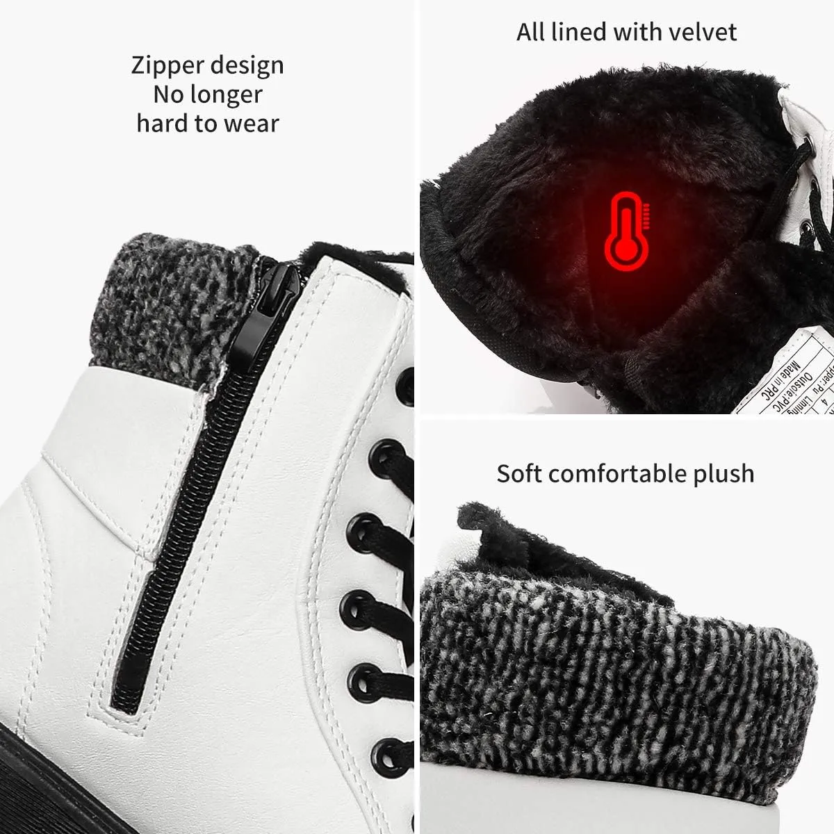 yageyan Womens Winter Snow Boots Warm Fur Lined Winter Water-resistan Ankle Booties Zipper Anti-Slip Combat Boots