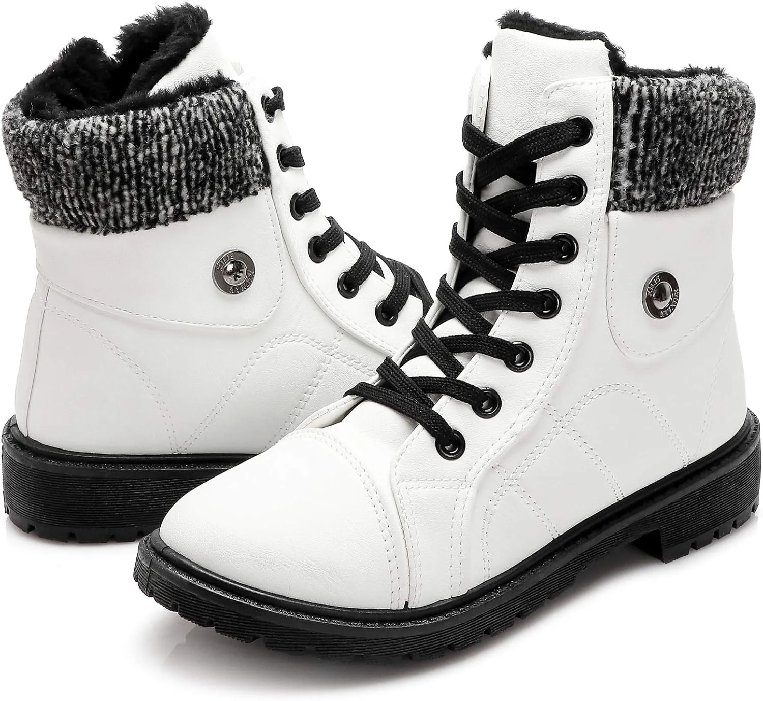 yageyan Womens Winter Snow Boots Warm Fur Lined Winter Water-resistan Ankle Booties Zipper Anti-Slip Combat Boots
