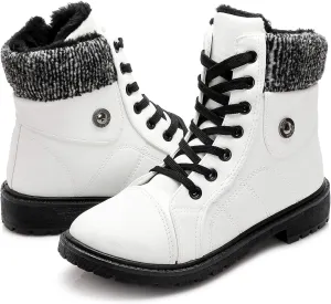 yageyan Womens Winter Snow Boots Warm Fur Lined Winter Water-resistan Ankle Booties Zipper Anti-Slip Combat Boots