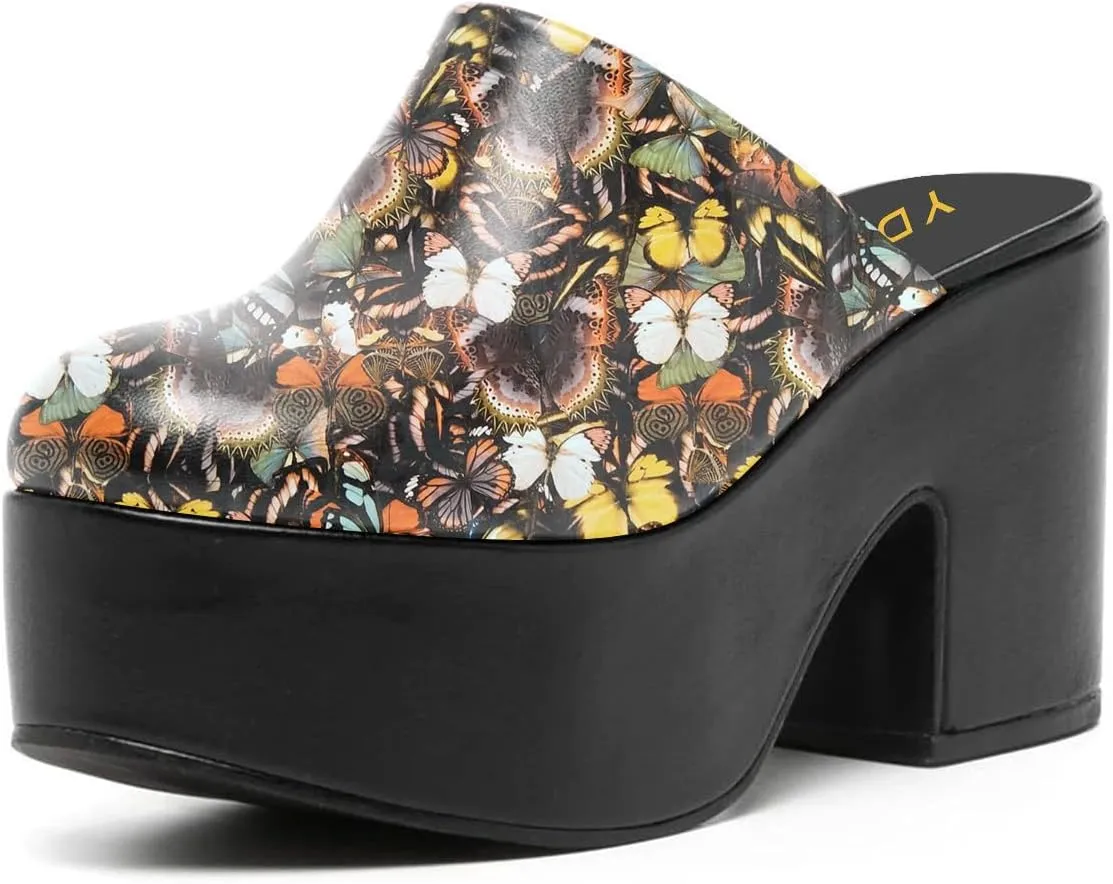 YDN Women Casual Block Heel Mules Cozy Platform Chunky Sandals Closed Toe Slip On Clogs Party Dress Daily Shoes Size 4-15 US