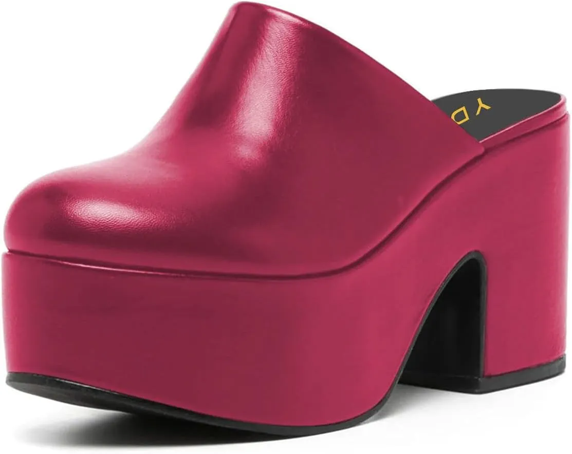 YDN Women Casual Block Heel Mules Cozy Platform Chunky Sandals Closed Toe Slip On Clogs Party Dress Daily Shoes Size 4-15 US