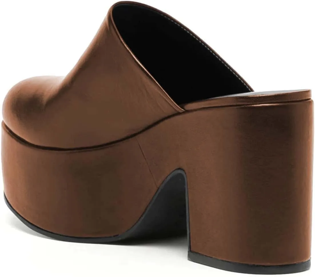 YDN Women Casual Block Heel Mules Cozy Platform Chunky Sandals Closed Toe Slip On Clogs Party Dress Daily Shoes Size 4-15 US