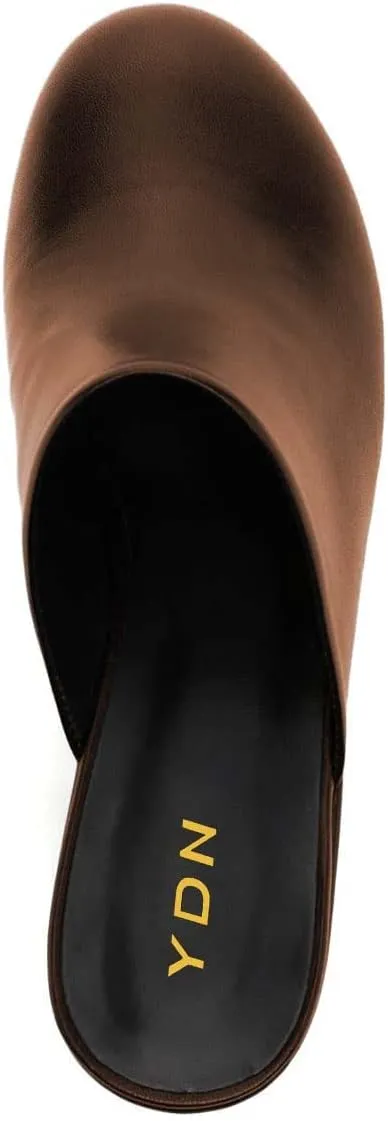 YDN Women Casual Block Heel Mules Cozy Platform Chunky Sandals Closed Toe Slip On Clogs Party Dress Daily Shoes Size 4-15 US