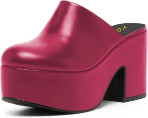 YDN Women Casual Block Heel Mules Cozy Platform Chunky Sandals Closed Toe Slip On Clogs Party Dress Daily Shoes Size 4-15 US