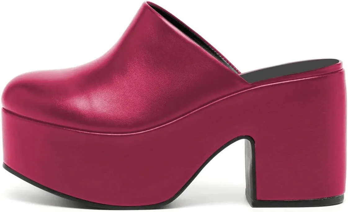 YDN Women Casual Block Heel Mules Cozy Platform Chunky Sandals Closed Toe Slip On Clogs Party Dress Daily Shoes Size 4-15 US