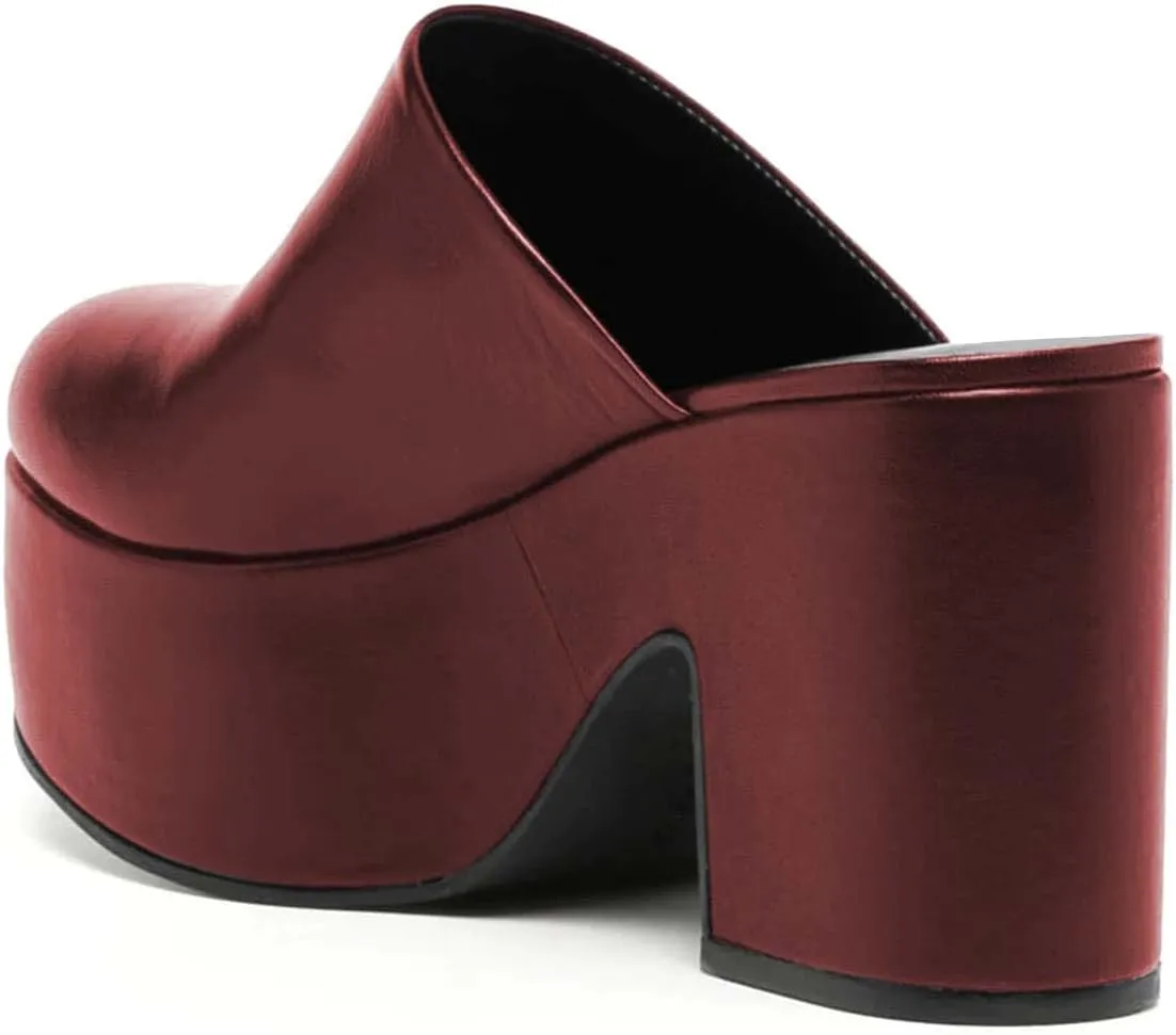 YDN Women Casual Block Heel Mules Cozy Platform Chunky Sandals Closed Toe Slip On Clogs Party Dress Daily Shoes Size 4-15 US