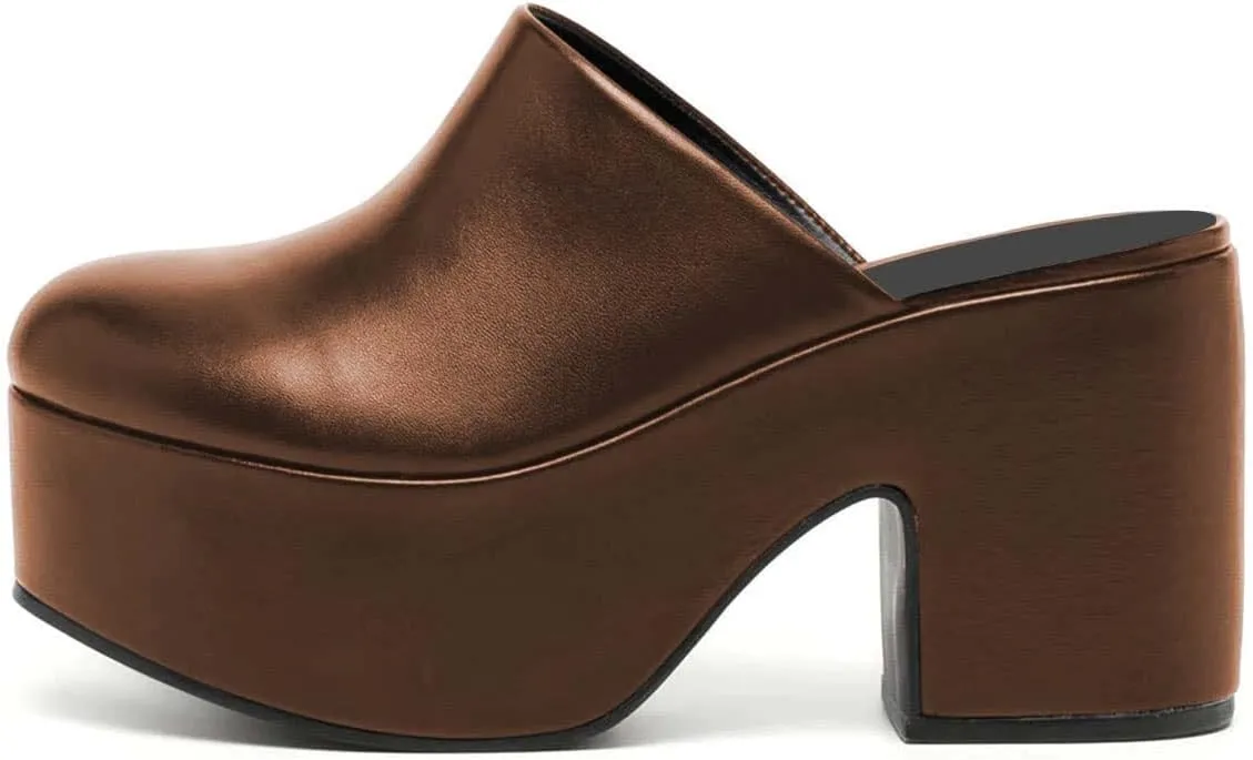 YDN Women Casual Block Heel Mules Cozy Platform Chunky Sandals Closed Toe Slip On Clogs Party Dress Daily Shoes Size 4-15 US