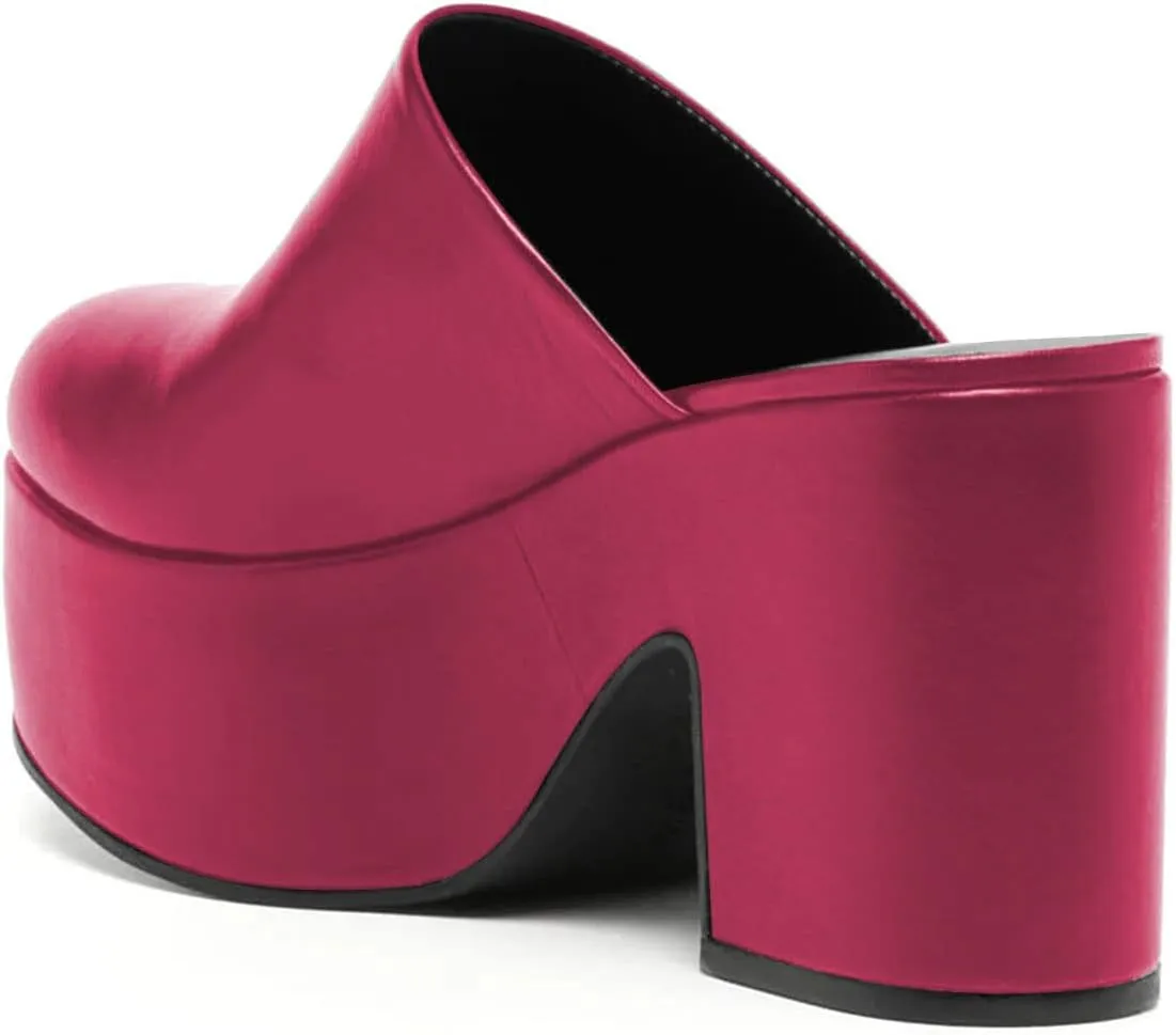 YDN Women Casual Block Heel Mules Cozy Platform Chunky Sandals Closed Toe Slip On Clogs Party Dress Daily Shoes Size 4-15 US