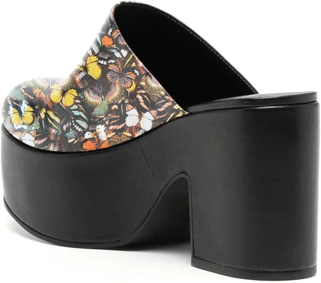 YDN Women Casual Block Heel Mules Cozy Platform Chunky Sandals Closed Toe Slip On Clogs Party Dress Daily Shoes Size 4-15 US