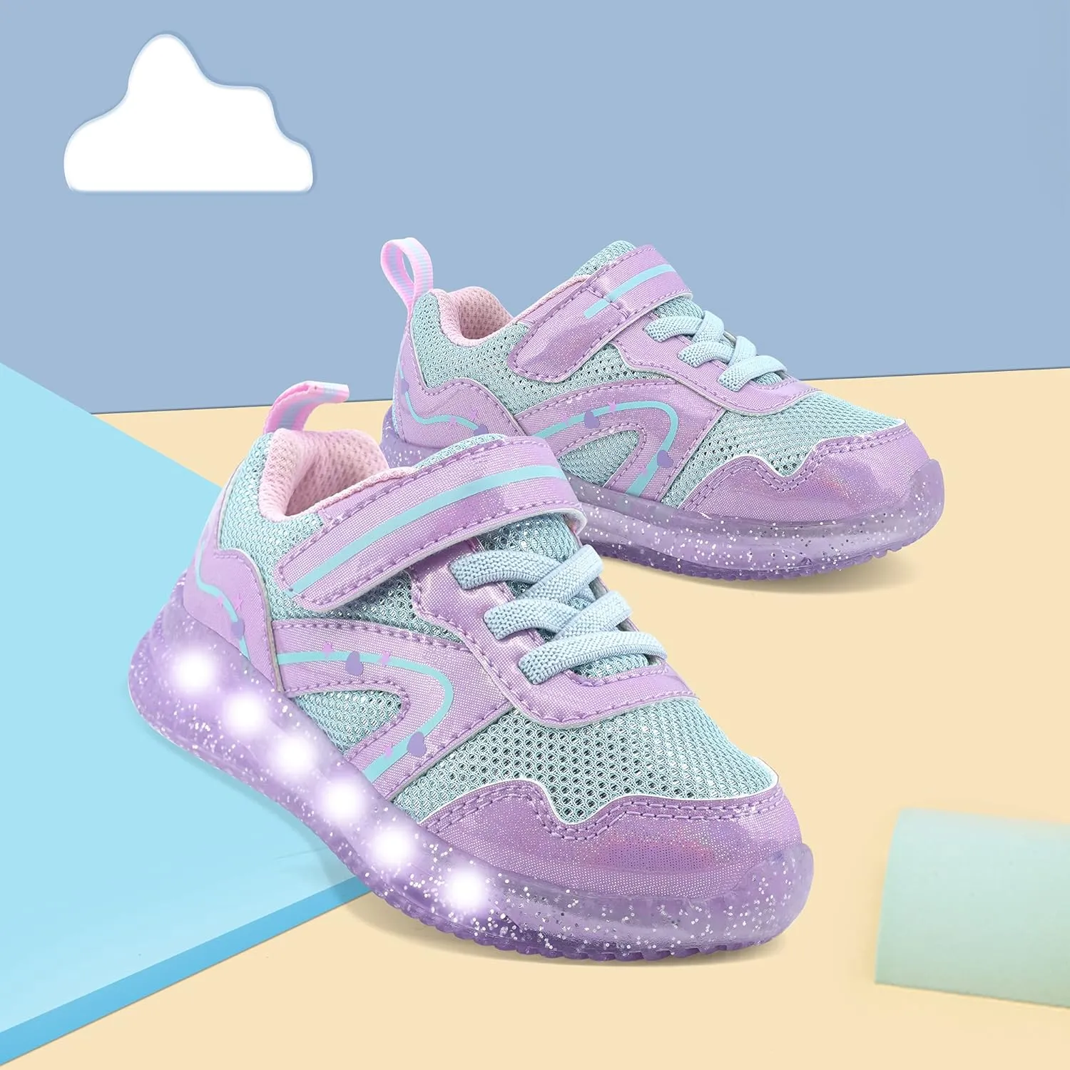 YESKIS Toddler Boys Girls Light Up Shoes LED Flashing Lightweight Mesh Breathable Adorable Running Sneakers for Toddler and Little Kid
