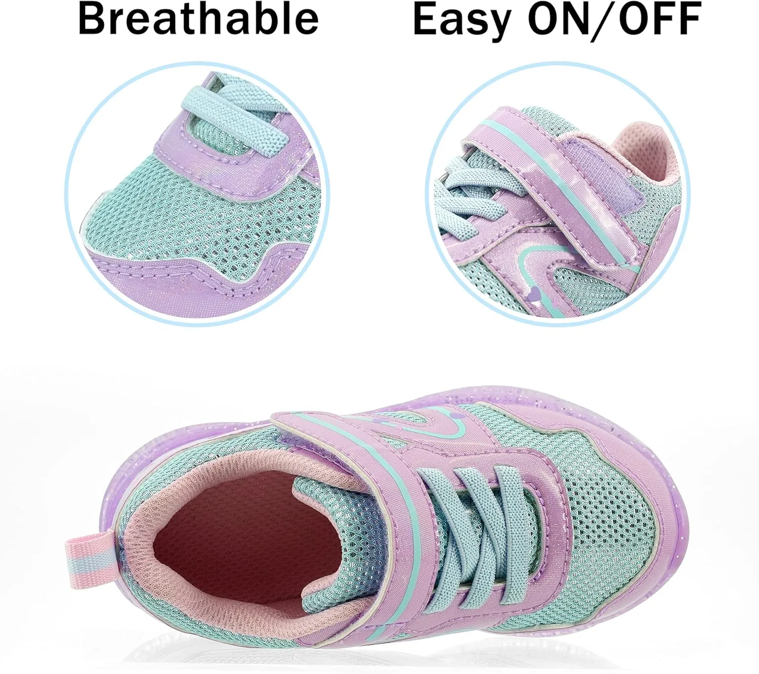 YESKIS Toddler Boys Girls Light Up Shoes LED Flashing Lightweight Mesh Breathable Adorable Running Sneakers for Toddler and Little Kid