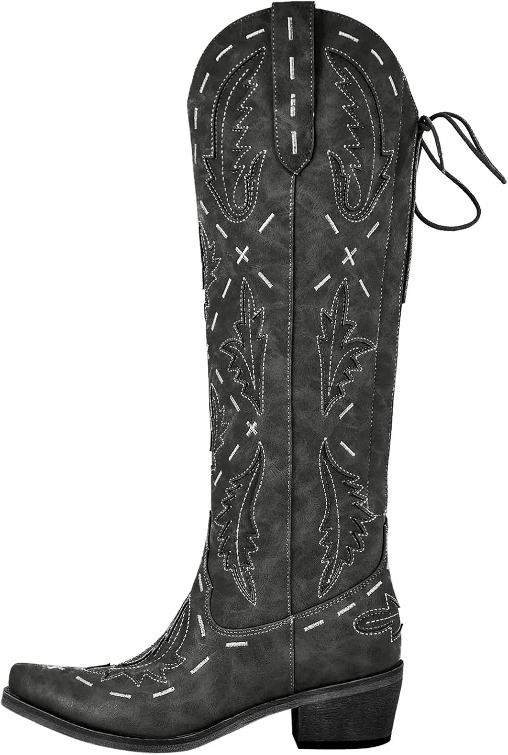 Yolkomo Cowboy Boots for Women Knee High Cowgirl Boots Lace Up