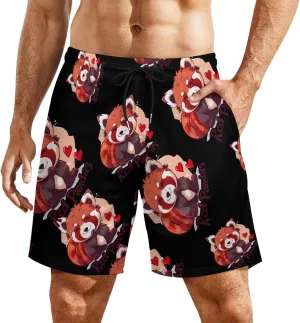 Zoo Red Panda Lover Men's Swim Trunks Quick Dry Board Shorts Swimwear Beach Shorts with Compression Liner
