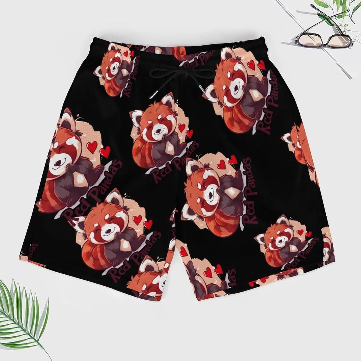 Zoo Red Panda Lover Men's Swim Trunks Quick Dry Board Shorts Swimwear Beach Shorts with Compression Liner