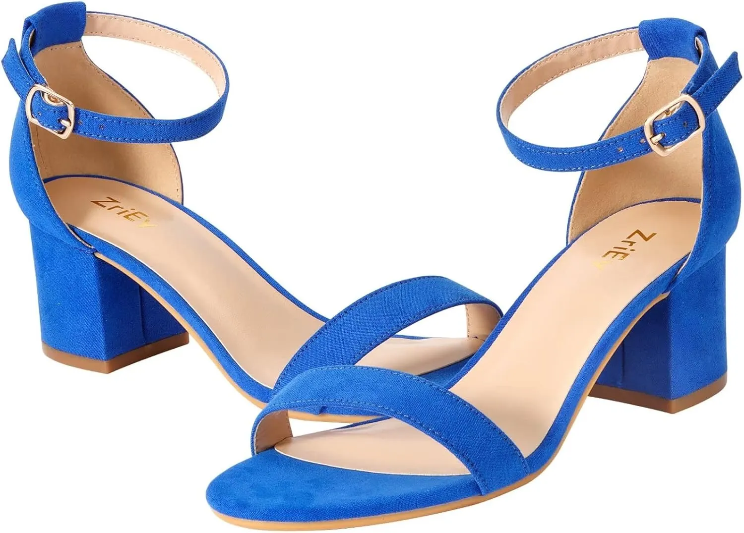 ZriEy Chunky Heels for Women Strappy Platform Sandals Open Toe Heeled Sandals Ankle Strap Adjustable Buckle Lucite Chunky High Heel Shoes
