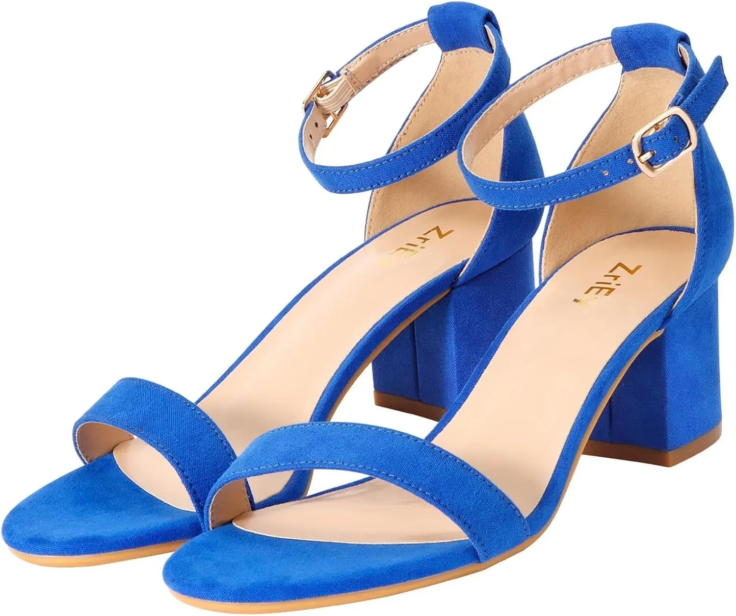 ZriEy Chunky Heels for Women Strappy Platform Sandals Open Toe Heeled Sandals Ankle Strap Adjustable Buckle Lucite Chunky High Heel Shoes