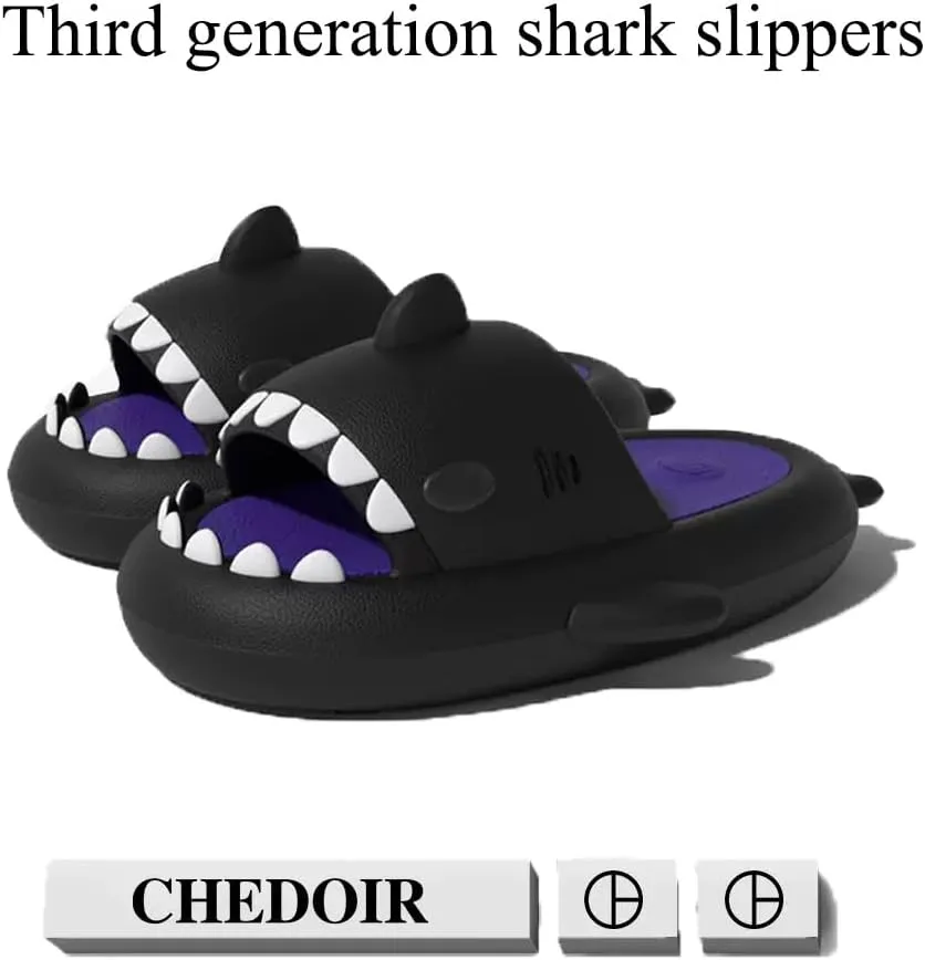 Zureto Two Color Shark Slides Shark Slides Bicolor Novelty Cloud Shark Slippers Anti-Slip Quick Drying Shark Sliders
