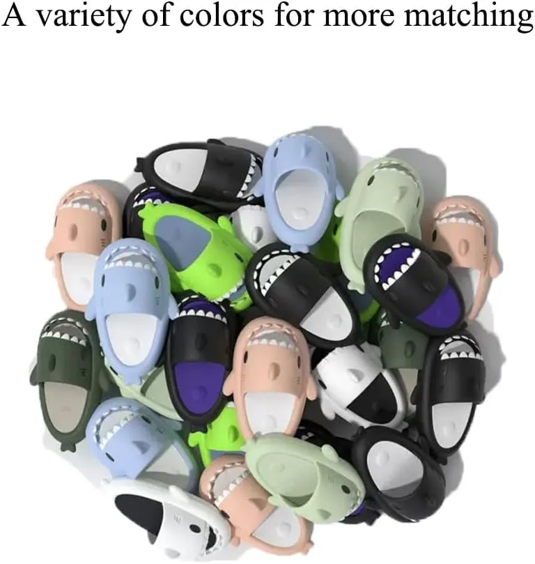 Zureto Two Color Shark Slides Shark Slides Bicolor Novelty Cloud Shark Slippers Anti-Slip Quick Drying Shark Sliders