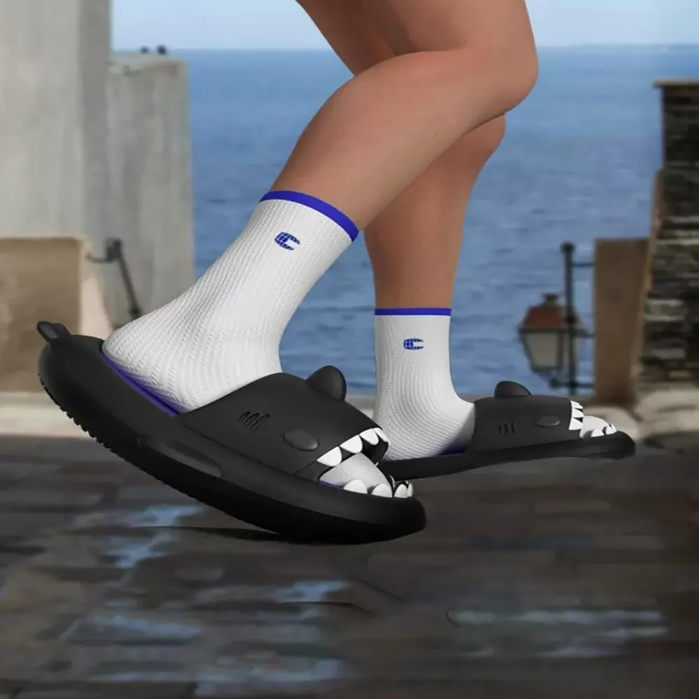 Zureto Two Color Shark Slides Shark Slides Bicolor Novelty Cloud Shark Slippers Anti-Slip Quick Drying Shark Sliders