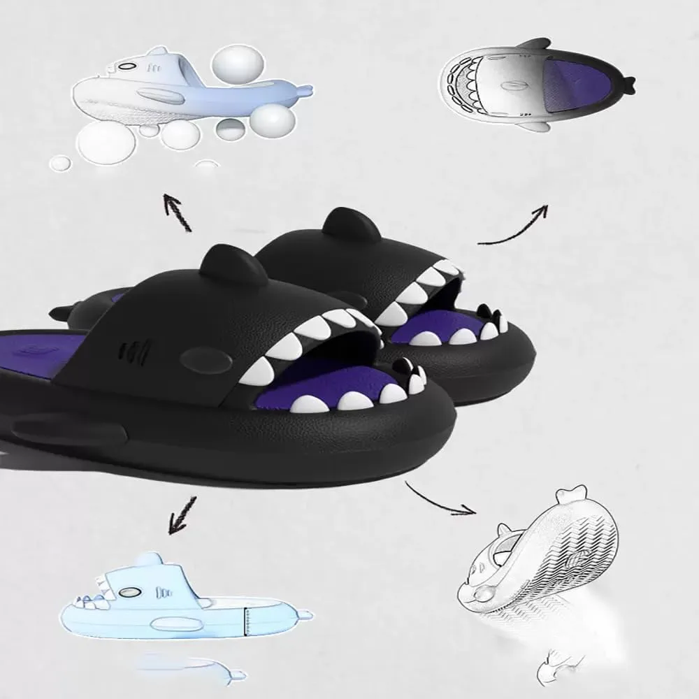 Zureto Two Color Shark Slides Shark Slides Bicolor Novelty Cloud Shark Slippers Anti-Slip Quick Drying Shark Sliders