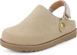 ZUSERIS Kids Clogs Girls Platform Slippers with Adjustable Back Strap Boys Slip On Suede Clog Slippers Cute Unisex-Child Leather Mules for Indoor and Outdoor