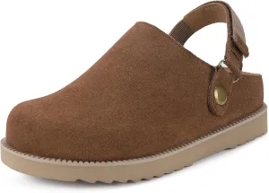 ZUSERIS Kids Clogs Girls Platform Slippers with Adjustable Back Strap Boys Slip On Suede Clog Slippers Cute Unisex-Child Leather Mules for Indoor and Outdoor