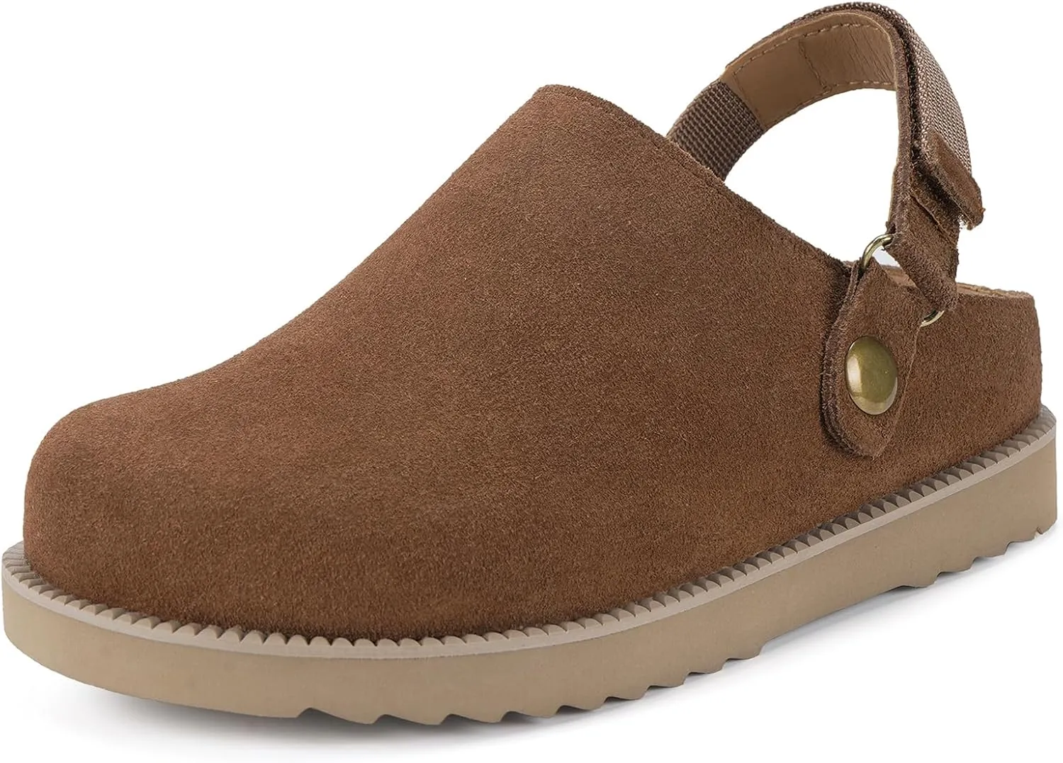 ZUSERIS Kids Clogs Girls Platform Slippers with Adjustable Back Strap Boys Slip On Suede Clog Slippers Cute Unisex-Child Leather Mules for Indoor and Outdoor