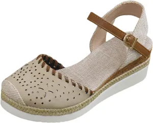 ZWRXW Closed Toe Sandals Women Arch Support Orthopedic Platform Wedge Sandals Buckle Ankle Strap Walking Sandal Boho Elegant Dressy Summer Shoes